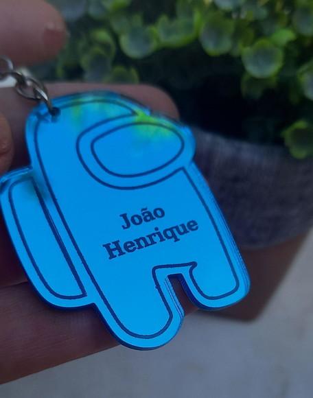 Chaveiro Among Us em Acrílico Espelhado Azul
