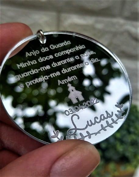 Chaveiro Batizado Anjo da Guarda Prata | Personalizado