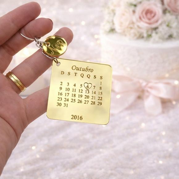 Chaveiro Calendário Casamento Personalizado | 2 un (par)