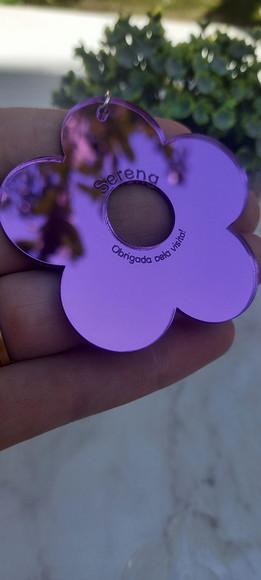 Chaveiro Flor em Acrílico Espelhado Roxo
