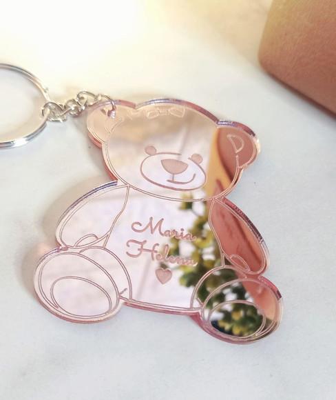 Chaveiro Ursinho em Acrílico Espelhado Personalizado