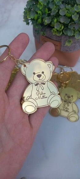 Chaveiro Ursinho em Acrílico Espelhado Personalizado