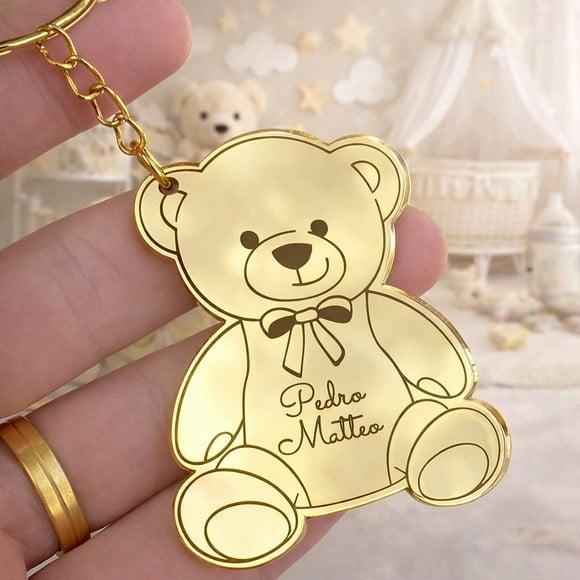 Chaveiro Ursinho em Acrílico Espelhado Personalizado