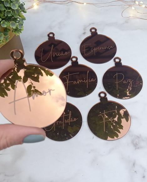 Enfeite de Natal Bronze | Kit com 8 Unidades | 6cm Ø