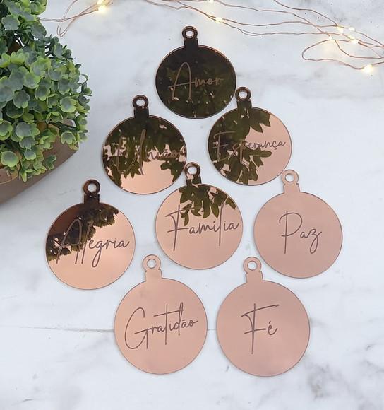 Enfeite de Natal Bronze | Kit com 8 Unidades | 6cm Ø
