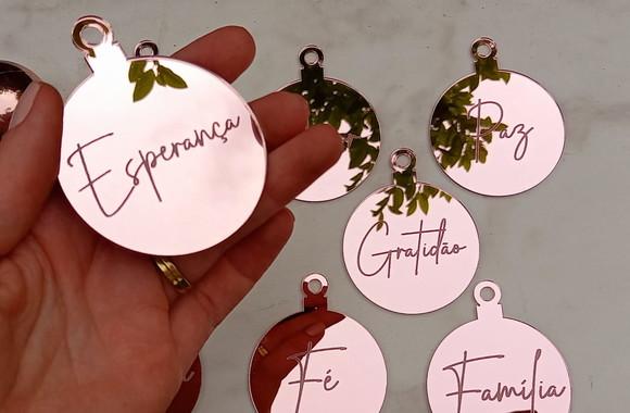 Enfeite de Natal Rosa | Kit com 8 Unidades | 6cm Ø