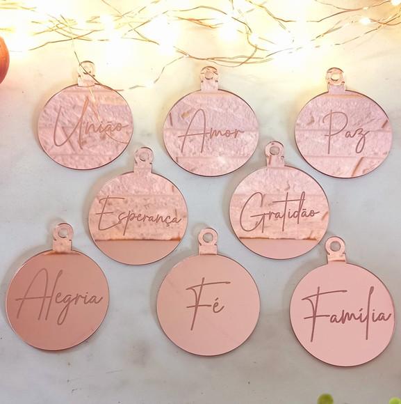 Enfeite de Natal Rosa | Kit com 8 Unidades | 6cm Ø