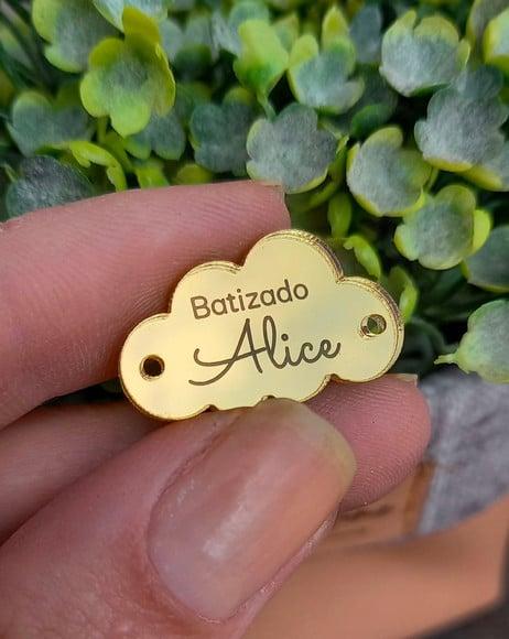 Etiqueta em Acrílico Dourado | Nuvem 2,5cm