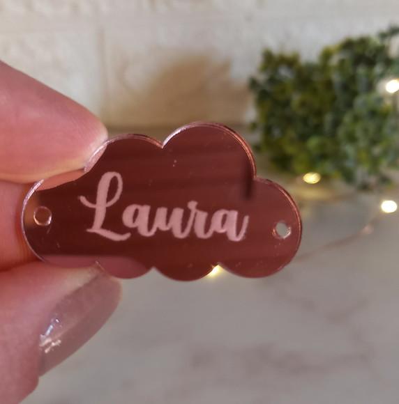 Etiqueta Em Acrílico Rosa | Nuvem 4x2,5cm | 20 Unidades