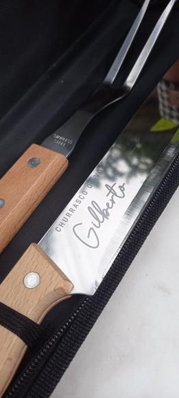 Kit Faca e Garfo Churrasco Personalizado com Estojo