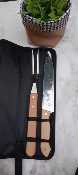 Kit Faca e Garfo Churrasco Personalizado com Estojo