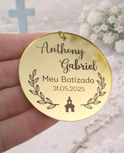 Lembrancinha Chaveiro Meu Batizado Dourado | Personalizado