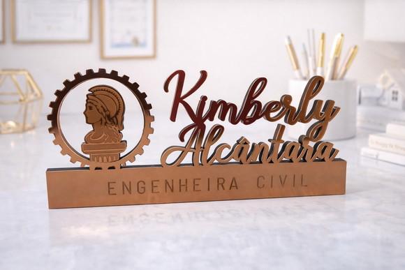 Placa Decorativa Profissão Personalizada Acrílico Bronze