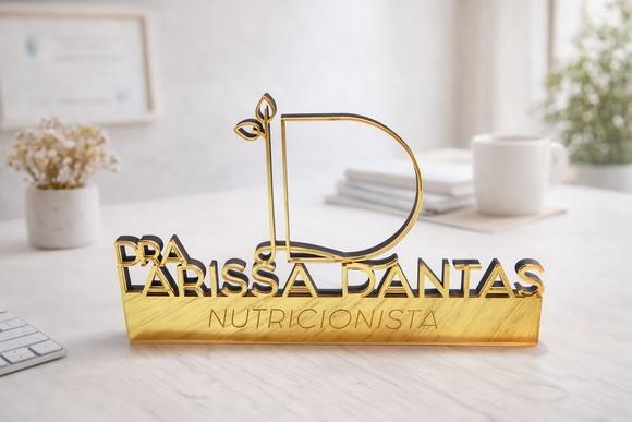 Placa Decorativa Profissão Personalizada Acrílico Dourado