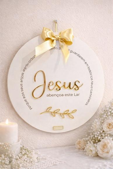 Placa Religiosa Porta de Entrada - Jesus Abençoa Este Lar