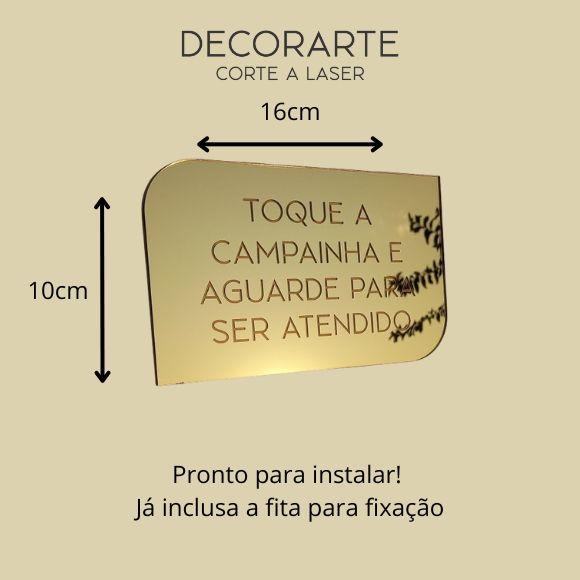 Placa Toque a Campainha em Acrílico Espelhado - 1 Unidade