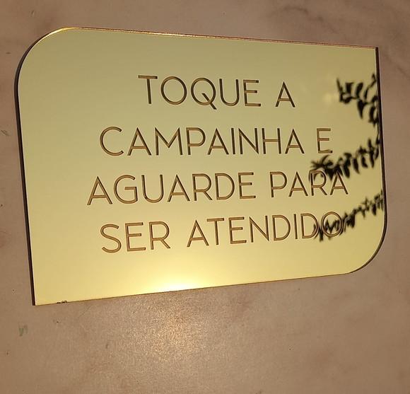 Placa Toque a Campainha em Acrílico Espelhado - 1 Unidade