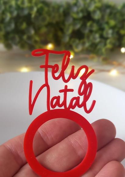 Porta Guardanapo Feliz Natal em Acrílico - Kit 6 Peças