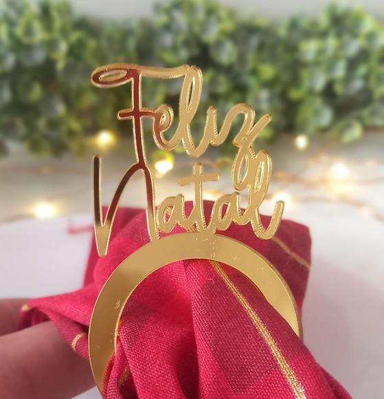 Porta Guardanapo Feliz Natal em Acrílico - Kit 6 Peças