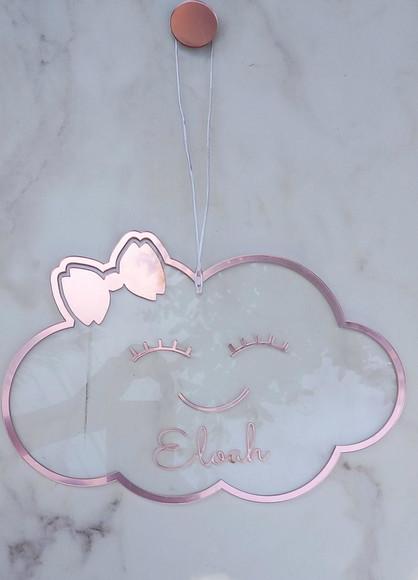 Porta Maternidade Personalizado em Acrílico - Modelo Nuvem