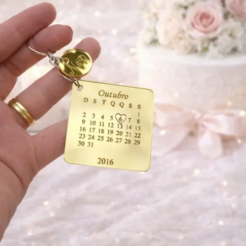 Chaveiro Calendário Casamento Personalizado | 2 un (par)
