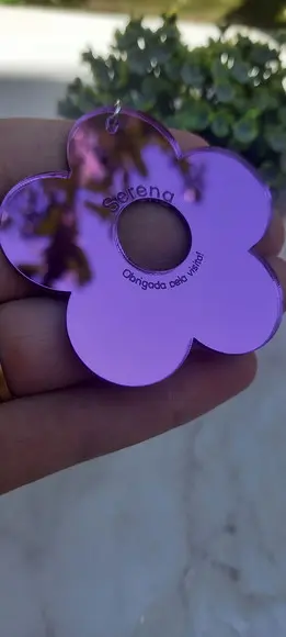Chaveiro Flor em Acrílico Espelhado Roxo