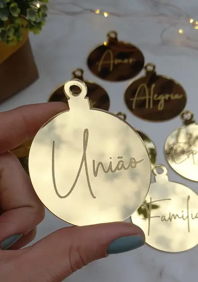 Enfeite de Natal Dourado| Kit com 8 Unidades | 6cm Ø