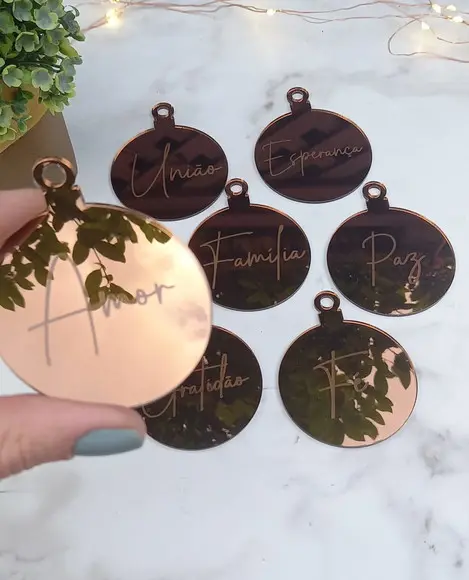 Enfeite de Natal Bronze | Kit com 8 Unidades | 6cm Ø