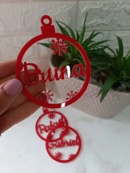 Enfeite De Natal Flocos Personalizado | 8cm Ø
