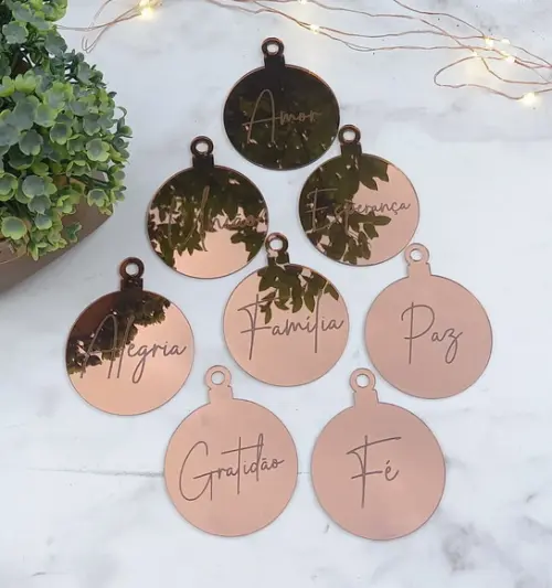 Enfeite de Natal Bronze | Kit com 8 Unidades | 6cm Ø