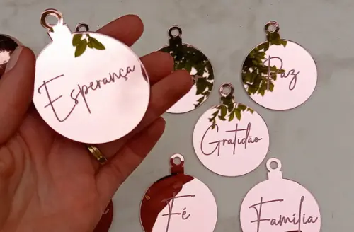 Enfeite de Natal Rosa | Kit com 8 Unidades | 6cm Ø