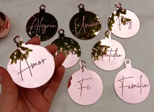 Enfeite de Natal Rosa | Kit com 8 Unidades | 6cm Ø