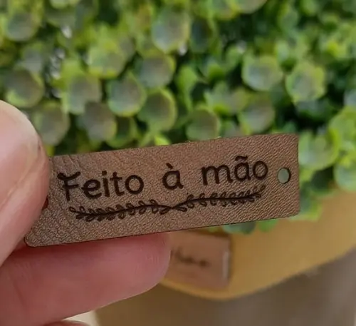 Etiqueta Couro Sintético "feito à Mão"