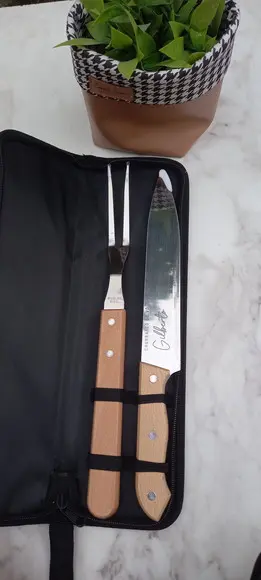 Kit Faca e Garfo Churrasco Personalizado com Estojo
