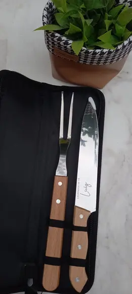 Kit Faca e Garfo Churrasco Personalizado com Estojo