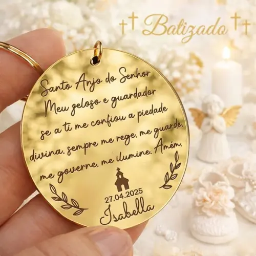 Lembrancinha Batizado Anjo da Guarda Nome Personalizado