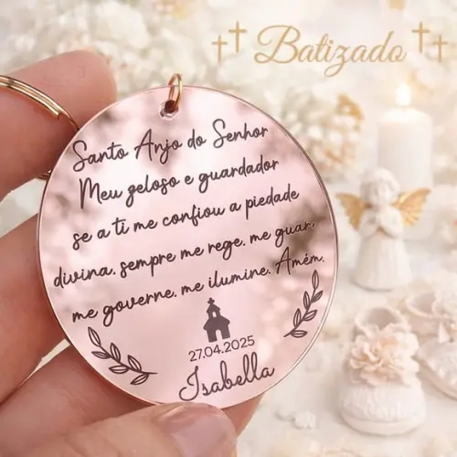 Lembrancinha Batizado Anjo da Guarda Nome Personalizado
