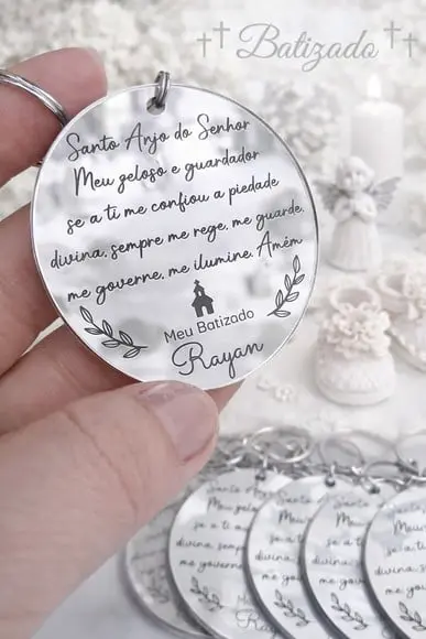 Lembrancinha Batizado Anjo da Guarda Nome Personalizado