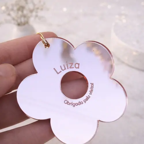 Lembrancinha Maternidade Chaveiro Flor Acrílico Personalizad