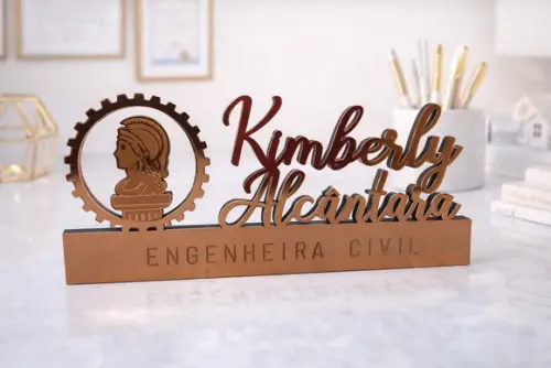Placa Decorativa Profissão Personalizada Acrílico Bronze