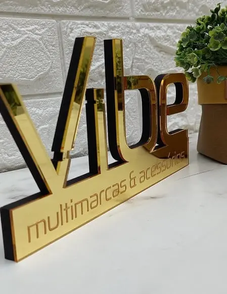 Placa Decorativa Profissão Personalizada Acrílico Dourado