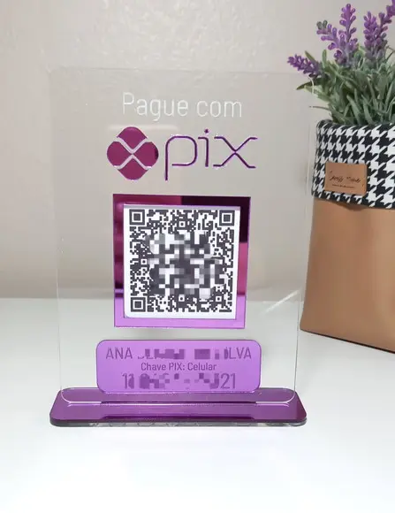 Placa Pague com Pix com Logomarca