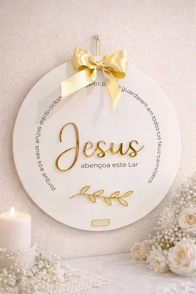 Placa Religiosa Porta de Entrada - Jesus Abençoa Este Lar