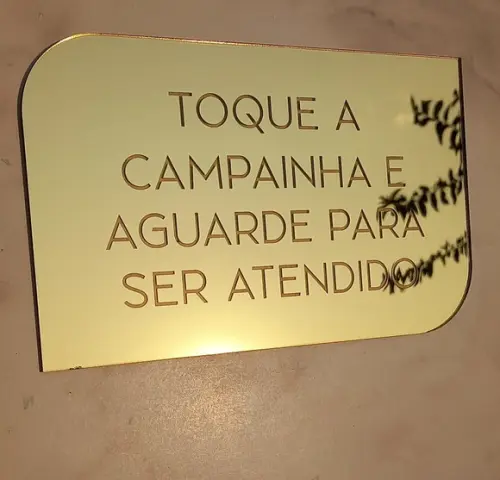 Placa Toque a Campainha em Acrílico Espelhado - 1 Unidade
