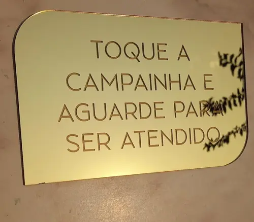 Placa Toque a Campainha em Acrílico Espelhado - 1 Unidade