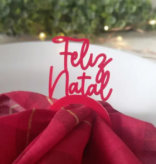 Porta Guardanapo Feliz Natal em Acrílico - Kit 6 Peças