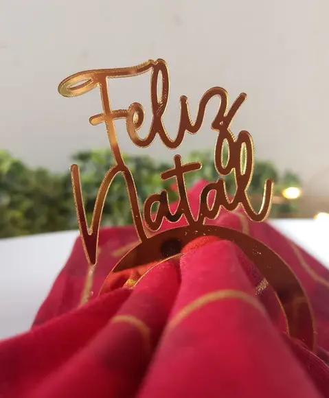 Porta Guardanapo Feliz Natal em Acrílico - Kit 6 Peças