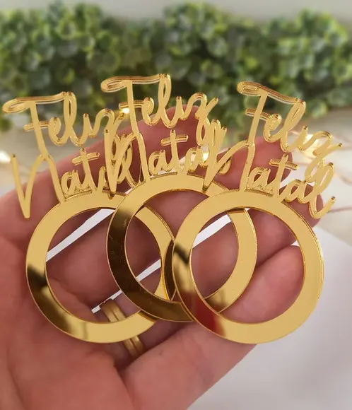 Porta Guardanapo Feliz Natal em Acrílico - Kit 6 Peças