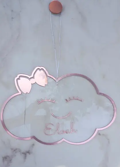 Porta Maternidade Personalizado em Acrílico - Modelo Nuvem