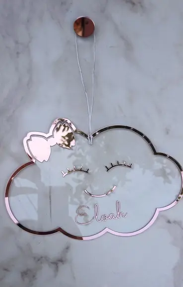Porta Maternidade Personalizado em Acrílico - Modelo Nuvem